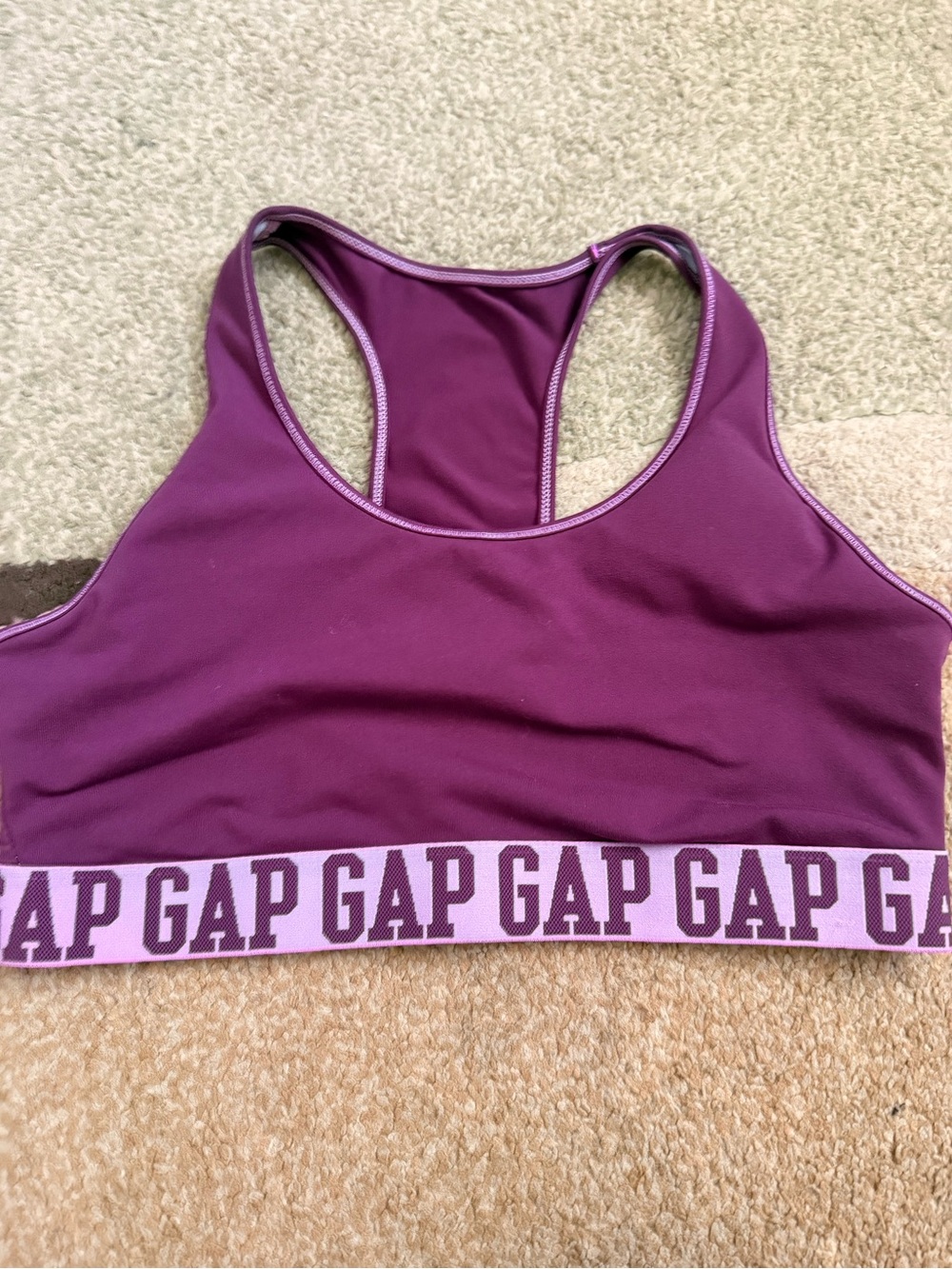 GAP Plum Racerback Logo Band Sports Bra